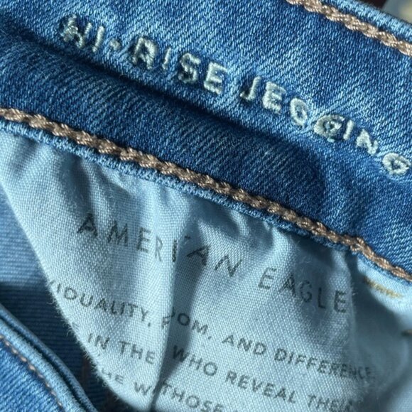 American Eagle 4 Hi Rise Jegging Blue Jean Denim Pants Skinny Next Level Stretch - Picture 8 of 11